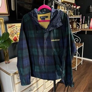 Vintage Nautica Men's Blue and Green Jacket